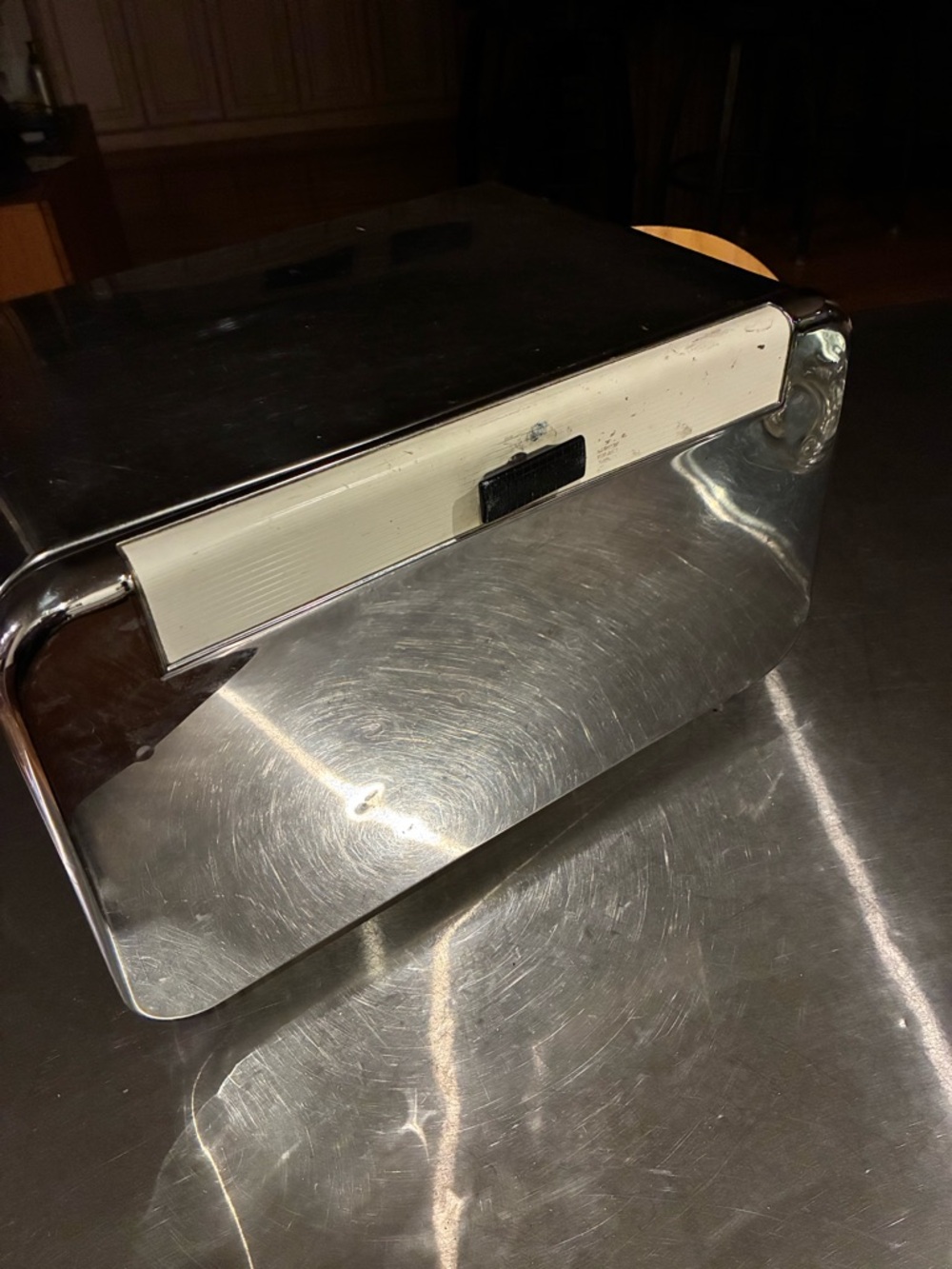 Vintage Breadette Masterware Chrome Bread Box Pie Safe w Built in Cutting Board